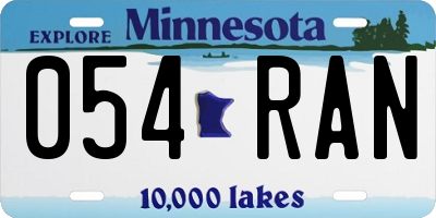 MN license plate 054RAN