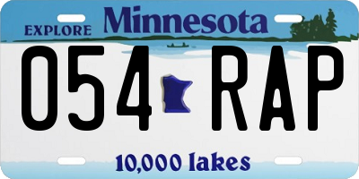 MN license plate 054RAP