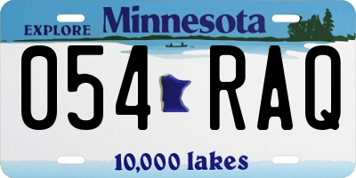 MN license plate 054RAQ