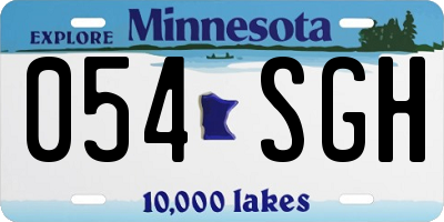 MN license plate 054SGH