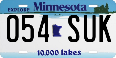 MN license plate 054SUK