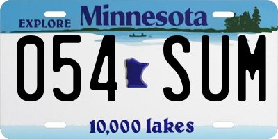 MN license plate 054SUM