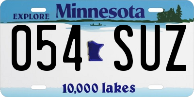 MN license plate 054SUZ