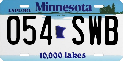 MN license plate 054SWB