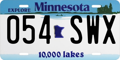 MN license plate 054SWX