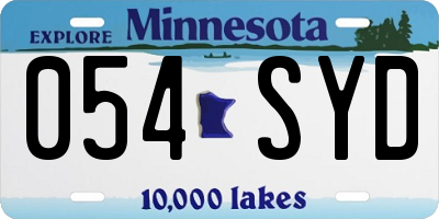 MN license plate 054SYD