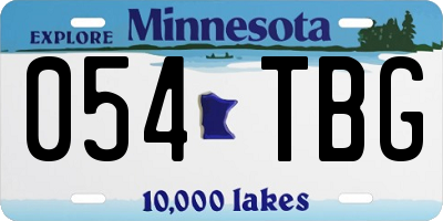 MN license plate 054TBG