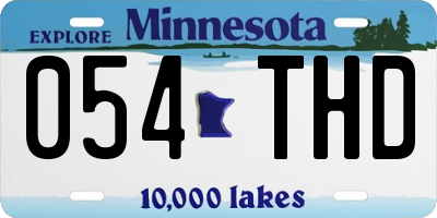 MN license plate 054THD