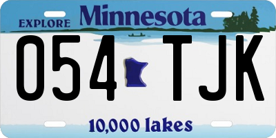 MN license plate 054TJK