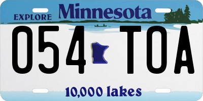 MN license plate 054TOA