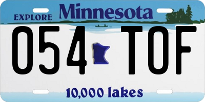 MN license plate 054TOF