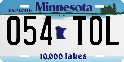 MN license plate 054TOL