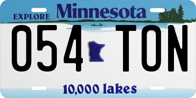 MN license plate 054TON