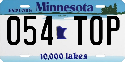 MN license plate 054TOP