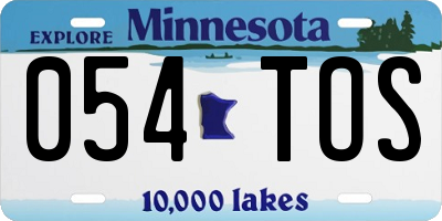 MN license plate 054TOS