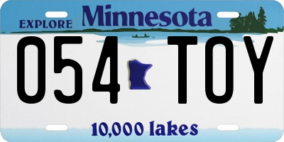 MN license plate 054TOY
