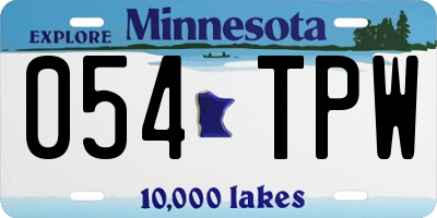 MN license plate 054TPW