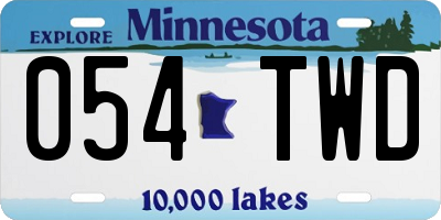 MN license plate 054TWD