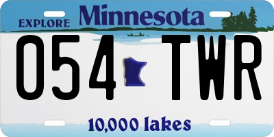 MN license plate 054TWR