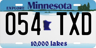 MN license plate 054TXD