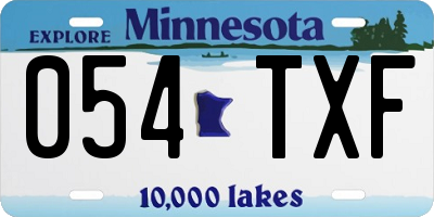 MN license plate 054TXF