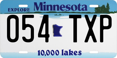 MN license plate 054TXP