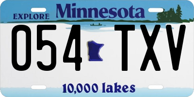 MN license plate 054TXV