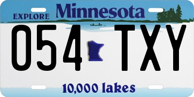 MN license plate 054TXY