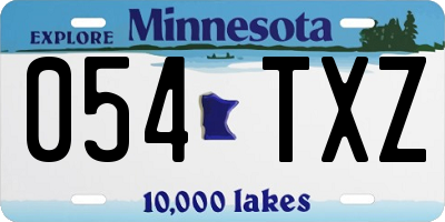 MN license plate 054TXZ