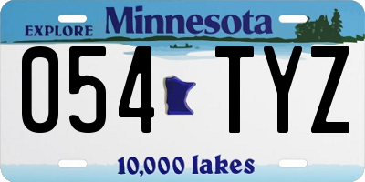 MN license plate 054TYZ