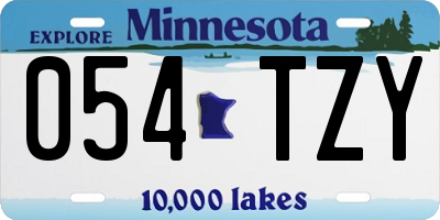 MN license plate 054TZY