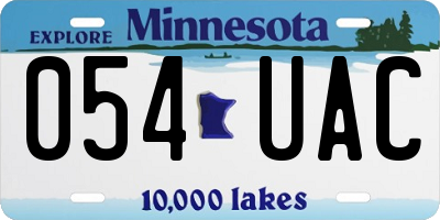 MN license plate 054UAC