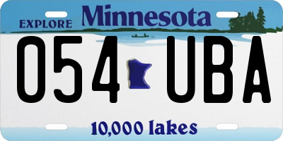 MN license plate 054UBA