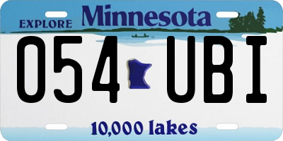 MN license plate 054UBI