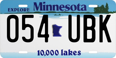 MN license plate 054UBK