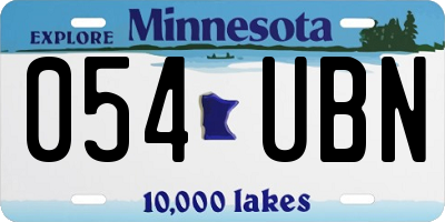 MN license plate 054UBN