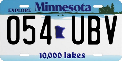 MN license plate 054UBV