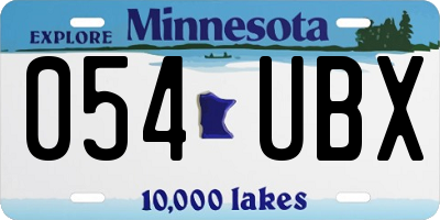 MN license plate 054UBX