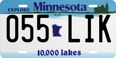 MN license plate 055LIK