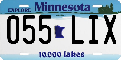 MN license plate 055LIX