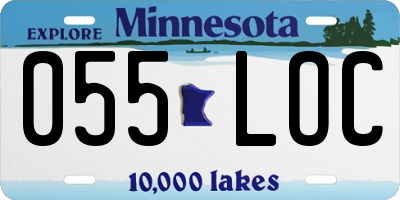 MN license plate 055LOC