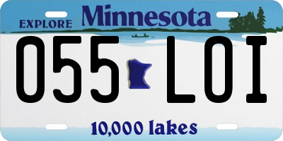 MN license plate 055LOI
