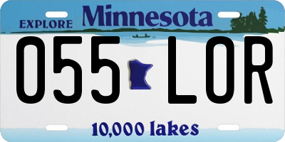 MN license plate 055LOR