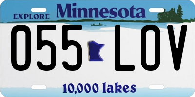 MN license plate 055LOV