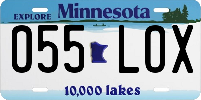 MN license plate 055LOX