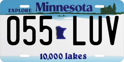 MN license plate 055LUV