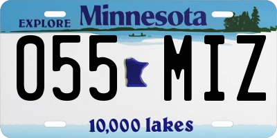 MN license plate 055MIZ