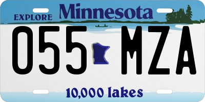 MN license plate 055MZA