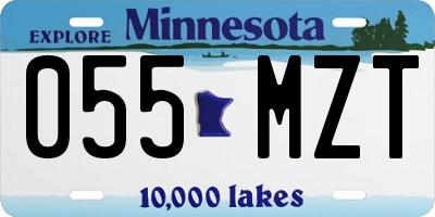 MN license plate 055MZT