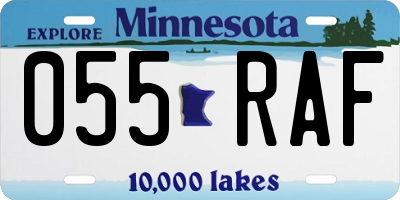 MN license plate 055RAF